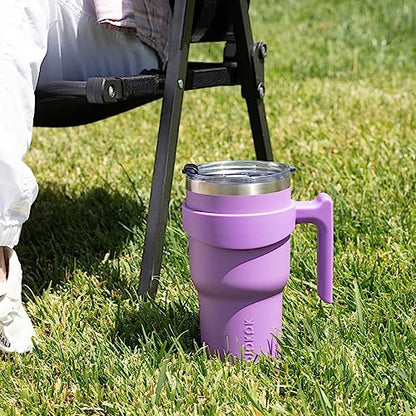 BJPKPK 10 oz Mini Tumbler with Lid, Straw & Handle, Insulated Steel Cup | Small, Spill Proof, Leak Proof, Thermal, Double Wall Vacuum, Sweatproof, Dishwasher Safe, BPA Free, Lavender - color: A-Lavender, size: 10 Ounces