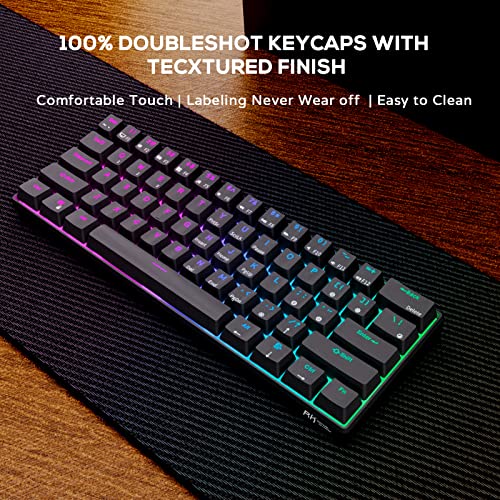 RK ROYAL KLUDGE RK61 60% Mechanical Keyboard with Coiled Cable, 2.4Ghz/Bluetooth/Wired, Wireless Bluetooth Mini Keyboard 61 Keys, RGB Hot Swappable Brown Switch Gaming Keyboard with Software - Black - color: Black, size: Hot-swappable Brown Switch
