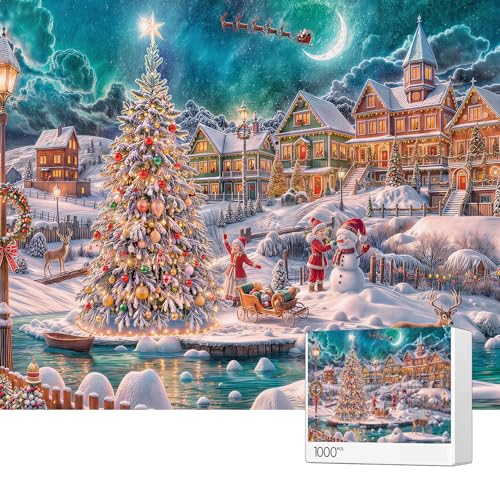 Jigsaw Puzzles for Adults, Christmas Tree Snowman Christmas Eve Night Holiday Impossible Difficult Challenging Puzzles for Home Decor Birthday Party Gifts for Men Women - color: Christmas Tree Puzzle