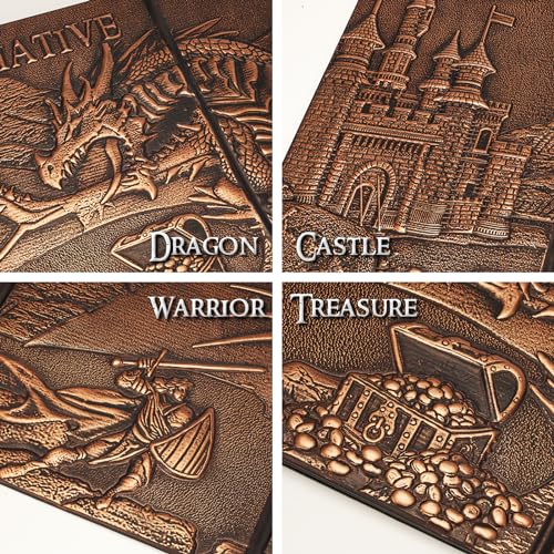 DND DM Screen 5e, D&D Dungeon Master Screen 3D Faux Leather 4 Panel Game Master Screen with Customizable Inserts - Dungeons and Dragons GM RPG Accessories Gift for Men or Women