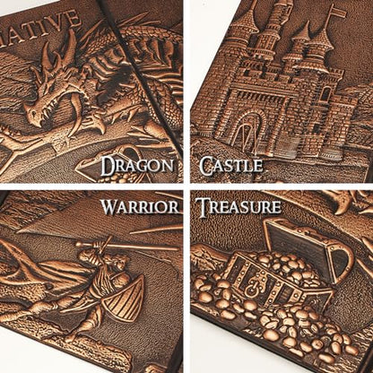 DND DM Screen 5e, D&D Dungeon Master Screen 3D Faux Leather 4 Panel Game Master Screen with Customizable Inserts - Dungeons and Dragons GM RPG Accessories Gift for Men or Women