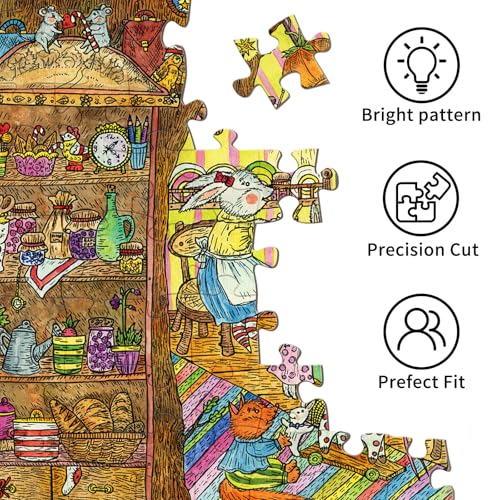 Puzzles for Adults 1000 Pieces, Jigsaw Puzzle for Adults, Fun Challenging Puzzle, Animal Kitchen Fun Puzzles Game, Interlock Perfectly No Dust, Gifts for Easter Mother’s Day - color: Kitchen Fun