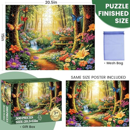 500 Piece Jigsaw Puzzle for Adults, Forest Butterfly Jigsaw Puzzle 500 Piece Forest Jigsaw Puzzles for Adult Butterfly Puzzles for Adults - Challenging Family Activity Gift 20.5 x 15 Inch - style: Forest