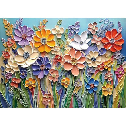 MINIWAN 1000 Piece 3D Quilled Paper Art Flower Garden Jigsaw Puzzle | 27.5"x19.7", Letters on Back, Reference Poster Included, For Adults & Seniors - color: 3d Paper Art Flower