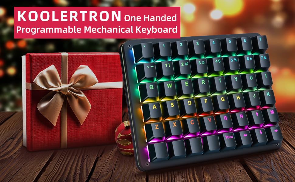 Koolertron One Handed Mechanical Gaming Keyboard, 48-Key Fully Programmable Mini Keypad, Mini USB Macro Keyboard with RGB LED Backlit, for Windows PC Gamer (48 Keyboard/Red Switches) - style: 48 Keyboard/Red Switches