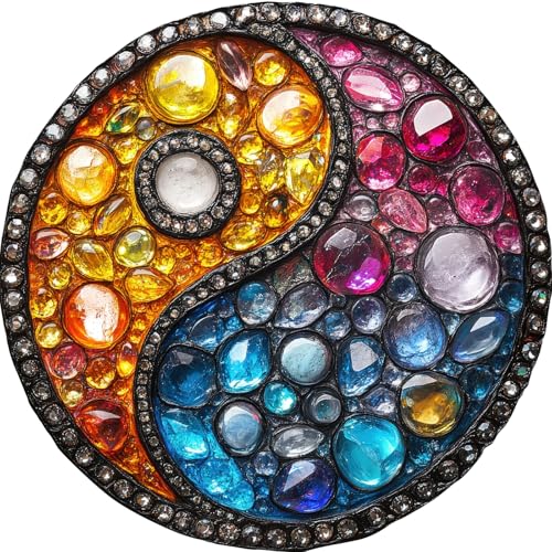 Delobil Puzzles for Adults 500 Pieces, 5MM Thick Colorful Crystal Yin-yang Wooden Puzzles, Gemstones Jigsaw Puzzles for Adults and Kids, Family Game Gift 16.5 * 16.5Inch - color: Yinyang, size: 500Pcs