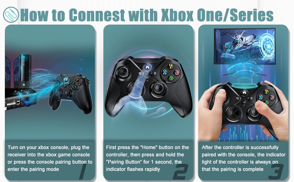 Xexvyrin Wireless for X-Box Controller, Compatible with X-box One X|S, Series PC, Edition Custom Controller 6-Axis Motion Control 3.5mm Audio Jack Dual Vibration Macro Function Turbo（Classic Black）