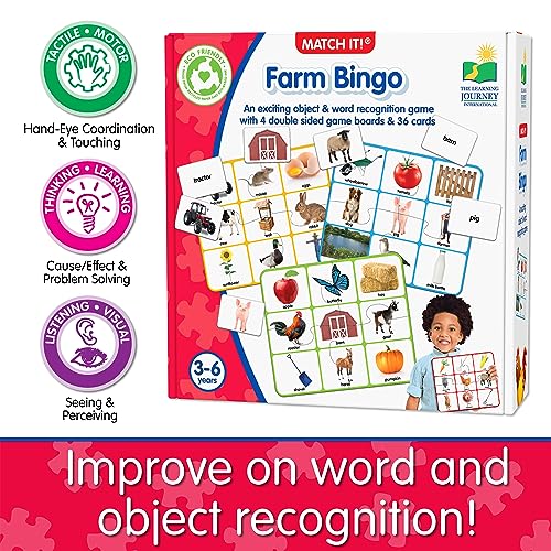 The Learning Journey: Match It! Bingo - Farm - Reading Game for Preschool and Kindergarten 36 Picture Word Cards - style: Farm