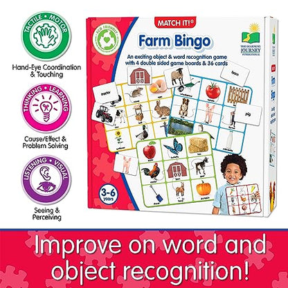 The Learning Journey: Match It! Bingo - Farm - Reading Game for Preschool and Kindergarten 36 Picture Word Cards - style: Farm