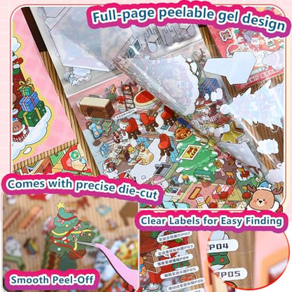 Sticker Book Collection, 10 Sets DIY 3D Sticker Scenes[Medium, Red] | Premium Reusable Craft Kit for Stress Relief, Mix & Match Creative Sets to Make Stickers for Gifts and Therapy - style: M Red Party