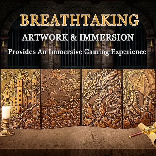 DND Dungeon Master Screen 3D Faux Leather,4 Panel Game Master with Pockets DM Screen for DM Game Accessories Gift,Dungeons and Dragon,Pathfinder,D&D