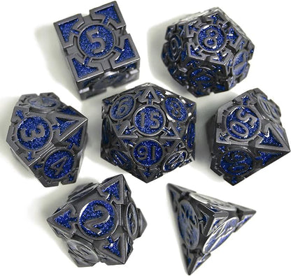 RULE DICE D&D Metal Dice Set, 7 die Metal DND Polyhedral Dice Sets with Gift Metal D and D Dice Box, for Dungeons and Dragons Dice Set and Other Role Playing TMG Games(Sapphire Blue) - color: A-sapphire Blue