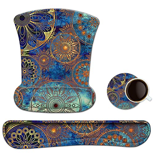 ToLuLu Keyboard Wrist Rest Mouse Pad Support, Gel Ergonomic Mouse Pads for Computer Laptop PC, Comfortable Durable Mousepad Keyboard Wrist Rests for Easy Typing Pain Relief, Blue Mandala - color: Blue Mandala