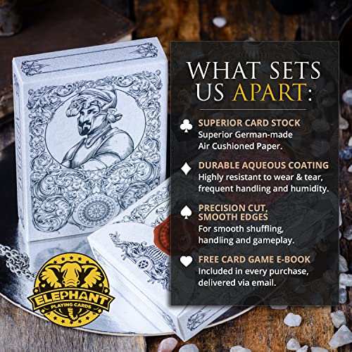 Medieval Playing Cards with Unique Seal and Free Card Game eBook, Stand Out with Cool Poker Cards, Black Deck of Playing Cards, Unique Illustrated Designs for Kids & Adults, Playing Card Decks - color: Black