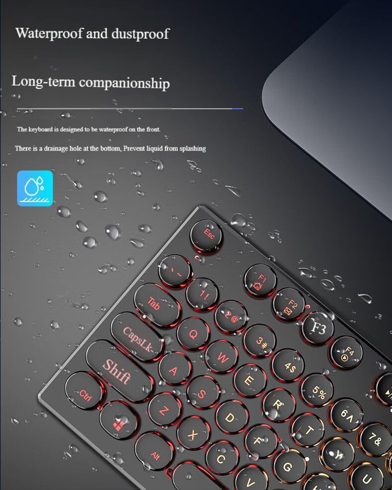 RGB Backlit Gaming Keyboard, USB Wired Mechanical Feel with Rainbow LED Lighting, Ergonomic Full-Size Multimedia PC Keyboard for Laptop Desktop, Office Typing and Casual Gaming