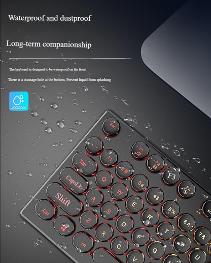 RGB Backlit Gaming Keyboard, USB Wired Mechanical Feel with Rainbow LED Lighting, Ergonomic Full-Size Multimedia PC Keyboard for Laptop Desktop, Office Typing and Casual Gaming