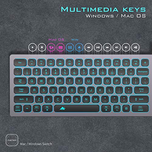 POWZAN Aluminum Quiet Wired Slim Chiclet Keyboard - Compatible with Apple iMac, MacBook, Mac and PC, USB Numeric Keypad RGB Lighted Key - Space Gray - color: KB770-Space Gray