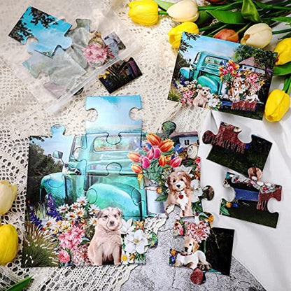 Kathfly 4 Pack 16 Large Jigsaw Puzzles Dementia Alzheimer's Products and Activities for Alzheimer's Cognitive Products Easy Puzzle for The Elderly Seniors with 1 Storage Bag, 4 Style(Classic)