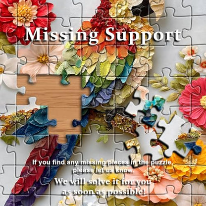 PICKRORU Bird Puzzles for Adults 1000 Piece, Parrot Flower Animal Jigsaw Puzzles Impossible, Unique Art Floral Puzzles Challenge - style: Colorful Parrot Puzzles