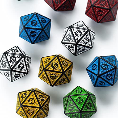 SmartDealsPro 10-Pack Retro 26mm Large 20 Sided Dice D20 Polyhedral Dice for DND RPG MTG Table Game(Mix Retro Color) - color: Mix Retro Color