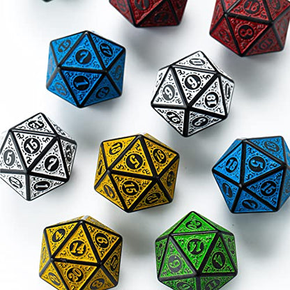 SmartDealsPro 10-Pack Retro 26mm Large 20 Sided Dice D20 Polyhedral Dice for DND RPG MTG Table Game(Mix Retro Color) - color: Mix Retro Color