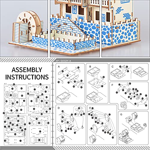3D Puzzle for Kids, Puzzle for Adults, Cafe Model Kids Puzzles Toys DIY Arts and Crafts for Boys and Girls (8 + Years Old) 63Pcs - color: Ancient Town
