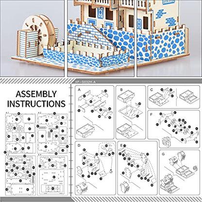 3D Puzzle for Kids, Puzzle for Adults, Cafe Model Kids Puzzles Toys DIY Arts and Crafts for Boys and Girls (8 + Years Old) 63Pcs - color: Ancient Town