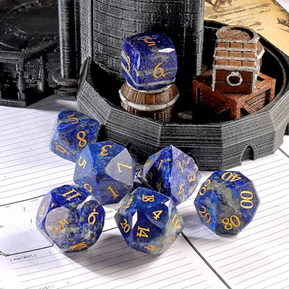 Unique Gemstone Dice Set 7PCS, Handmade Natural Stone Polyhedral DND Dice with Premium Gift Case for Board Game Lovers Birthday Gift - color: Zs-qj