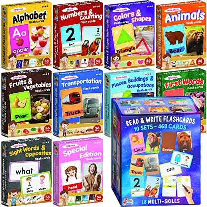 Flash Cards for Toddlers 2-4 Years – Jumbo Learning Box Set with Real Pictures - Alphabet Number Emotions Animal Sight Words Color Shapes – Toddler Flash Cards for Kindergarten Preschool 1st 2nd Grade
