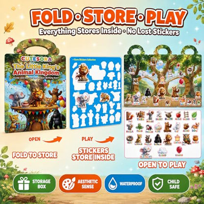 Reusable Jelly Sticker Books for Toddlers 2-4, Kids 3-6, 6 Sets | Farm, Dino, Space, Ocean, City & Forest. Reusable washable jelly stickers — travel activity gift for boys and girls ages 1-6 - style: Dinosaur/Space/City/Ocean/Forest/Farm