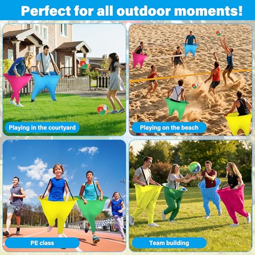 24Pcs Granny Pants Yard Game Funny Field Day Outdoor Games for Adults Kids and Family Gaint Pant Set for Brithday Party Tossing Games Activities for Groups - size: 2 Large+ 2 Small