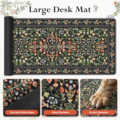 iLeadon Mouse Pad Set, Non Slip Desk Mat with Keyboard Wrist Rest | Soft Mouse Pad with Wrist Support and Coaster for Women Home Office, Gaming Desk Mat with Comfortable Keyboard Pad, Black - color: Black