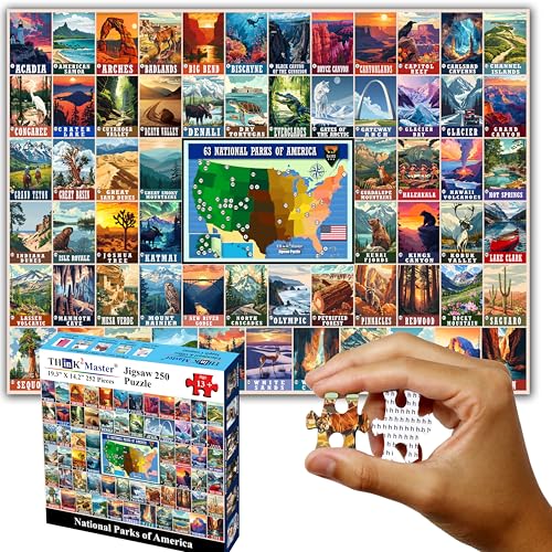 Think2Master Vintage USA National Park 250 Pieces Jigsaw Puzzle. Great for Adults and Seniors. 14.2” X 19.3” - style: National Parks