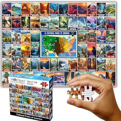 Think2Master Vintage USA National Park 250 Pieces Jigsaw Puzzle. Great for Adults and Seniors. 14.2” X 19.3” - style: National Parks