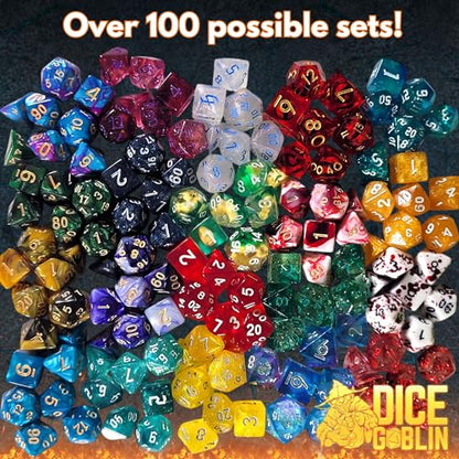 Forged Dice Co. Dice Goblin Mystery Dice Set of 7 - Resin or Plastic - with Mystery Metal RPG Class Coin