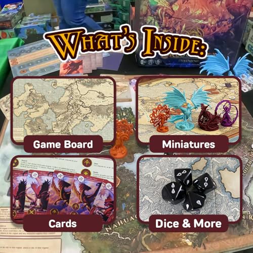 Draco Studios Dragonbond: Lords of Vaala – 2 Player Fantasy Board Games for Adults, Dragon Game for Kids, 2 Player Strategy Board Games for Adults, RPG Cooperative Conquest, 1-4 Players, Age 14+ | Asymmetric Board Game, ~60 Minute, With 4 Miniatures, Card