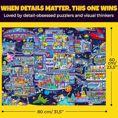 1000 Piece Puzzle for Adults – Jigsaw Puzzles for Adults 1000 Pieces | Galactic Tails Jigsaw Puzzles – Hidden Secrets & Audio Story – Premium Box Packaging – Extra Fun Challenges - color: Galactic Tails