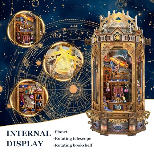 3D Wooden Puzzles for Adults 3D Puzzles Model kit Stress-Relief Toy with Mechanical Rotation Bookshelf Ideal Gift for Adults and Teens- The Lantern of Gaiaxy - color: The Lantern of Gaiaxy
