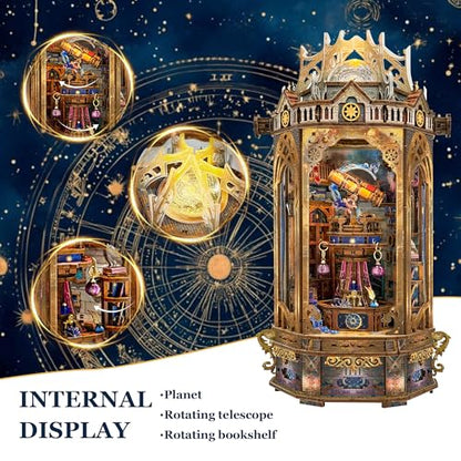 3D Wooden Puzzles for Adults 3D Puzzles Model kit Stress-Relief Toy with Mechanical Rotation Bookshelf Ideal Gift for Adults and Teens- The Lantern of Gaiaxy - color: The Lantern of Gaiaxy