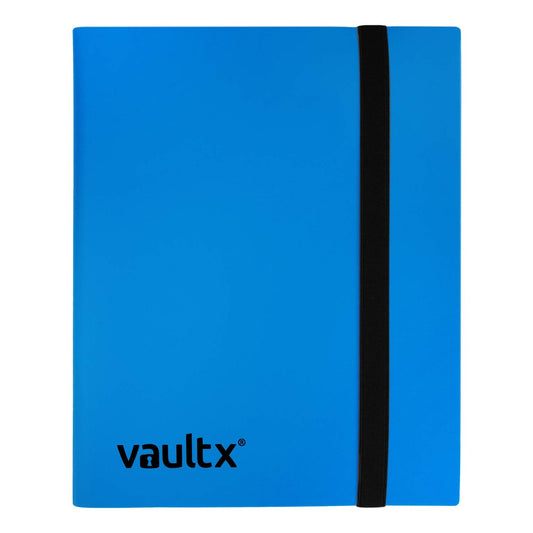 Vault X 4 Pocket Strap Trading Card Binder 160 Cards Side Loading (Blue) | Holds 160 standard-size TCG cards in 20 side-loading 4-pocket pages. Padded, water-resistant cover. - color: Blue