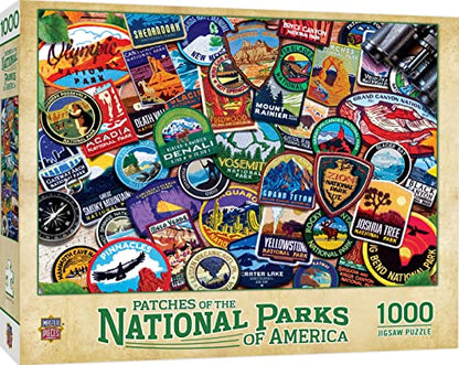 MasterPieces - 1000 Piece Jigsaw Puzzle, National Parks Patches, Fun for Adults, Family, Kids 19.25"x26.75" - style: National Park Patches