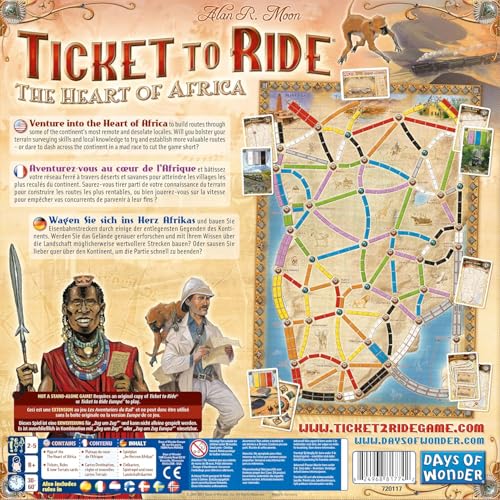 Asmodee Ticket to Ride The Heart of Africa Board Game Expansion - Train Route Strategy Game, Fun Family Game for Kids & Adults, Ages 8+, 2-5 Players, 30-60 Minute Playtime