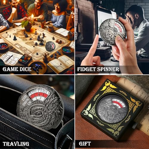 DND Spinner Dice DNDND 7-in-1 Spinner Metal D&D Dice Set with Gorgeous Gift Box for Dungeons and Dragon and Rolling Game(Black with Red) - color: Dragon Black