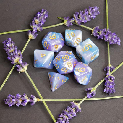 Sage’s Portal Stones DND Dice Set Acrylic Opaque 7-PC Polyhedral DND Dice Set for Dungeons and Dragons D&D Sage’s Cantrips RPG Tabletop TTRPG (Purple/Blue) - color: Purple/Blue