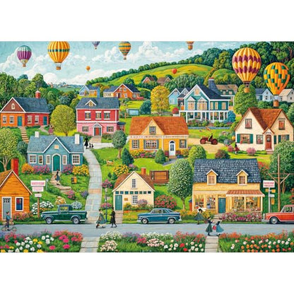 Puzzles for Adults 1000 Pieces, Happy Town Jigsaw Puzzle with 1:1 HD Poster, Perfect Interlocking No Dust, Stress Relief Ideal Gift for Family Games - color: Happy Town