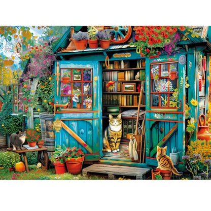 500 Piece Puzzle for Adults Jigsaw Puzzles Cat Puzzles, Book House Puzzles for Adult Elderly, Artistic Decorations, Educational Toys Challenging Activity Gift Family Puzzle Lovers for Friends - style: BookHouse Puzzle