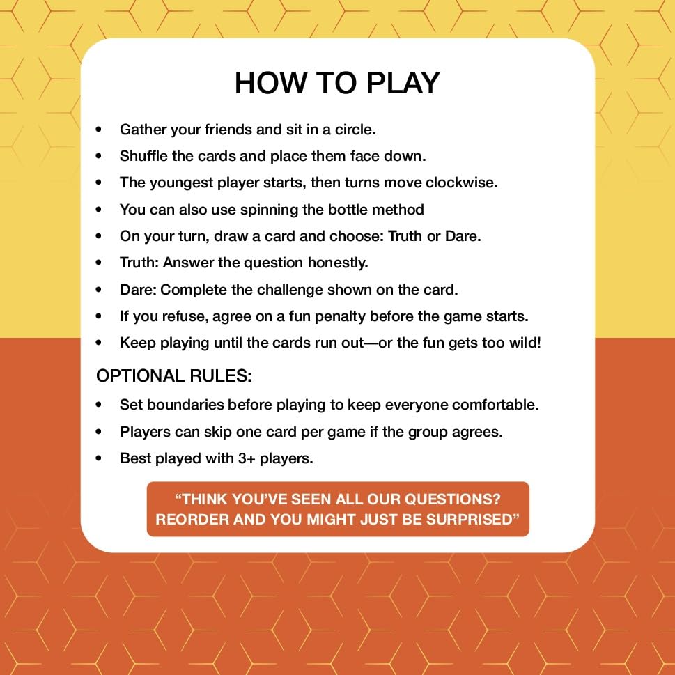 Superious Truth or Dare Challenge Card Family Game – Super Fun Party Card Games for Party Night, Travel Games, Playing Cards for Kids Games - Trivia Games for Kids and Adults - 50 Card