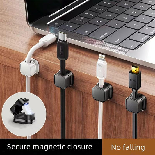 18 Pack Magnetic Cord Organizer, Effortless Cord Management, Computer Cable Organizer, Sticky Cable Clips for Desk and Home (9 Pcs White & 9Pcs Black) - color: Black&White