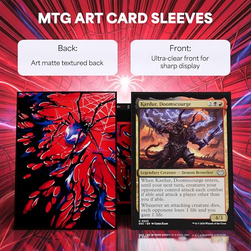 Kabinka MTG Card Sleeves -Spider 100 Standard Size Pack | Clear Front & Matte Finish Back MTG Sleeves for Magic The Gathering TCG - color: Spider