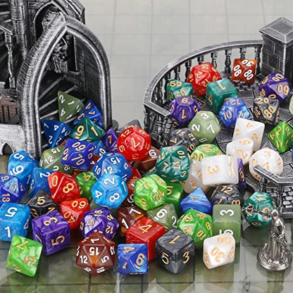 Coyeekn 70Pcs DND Polyhedral Dice Set with Storage Pouch | 0 Complete Polyhedral Dice Sets (D4-D20), Great for D&D, MTG & Tabletop RPG Games - color: 10set-70pcs
